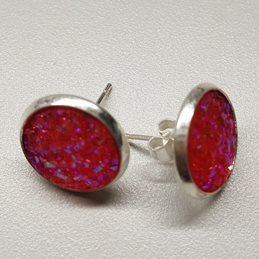 2 for $20 💖 Hot pink druzy style studs - Picture 5 of 6